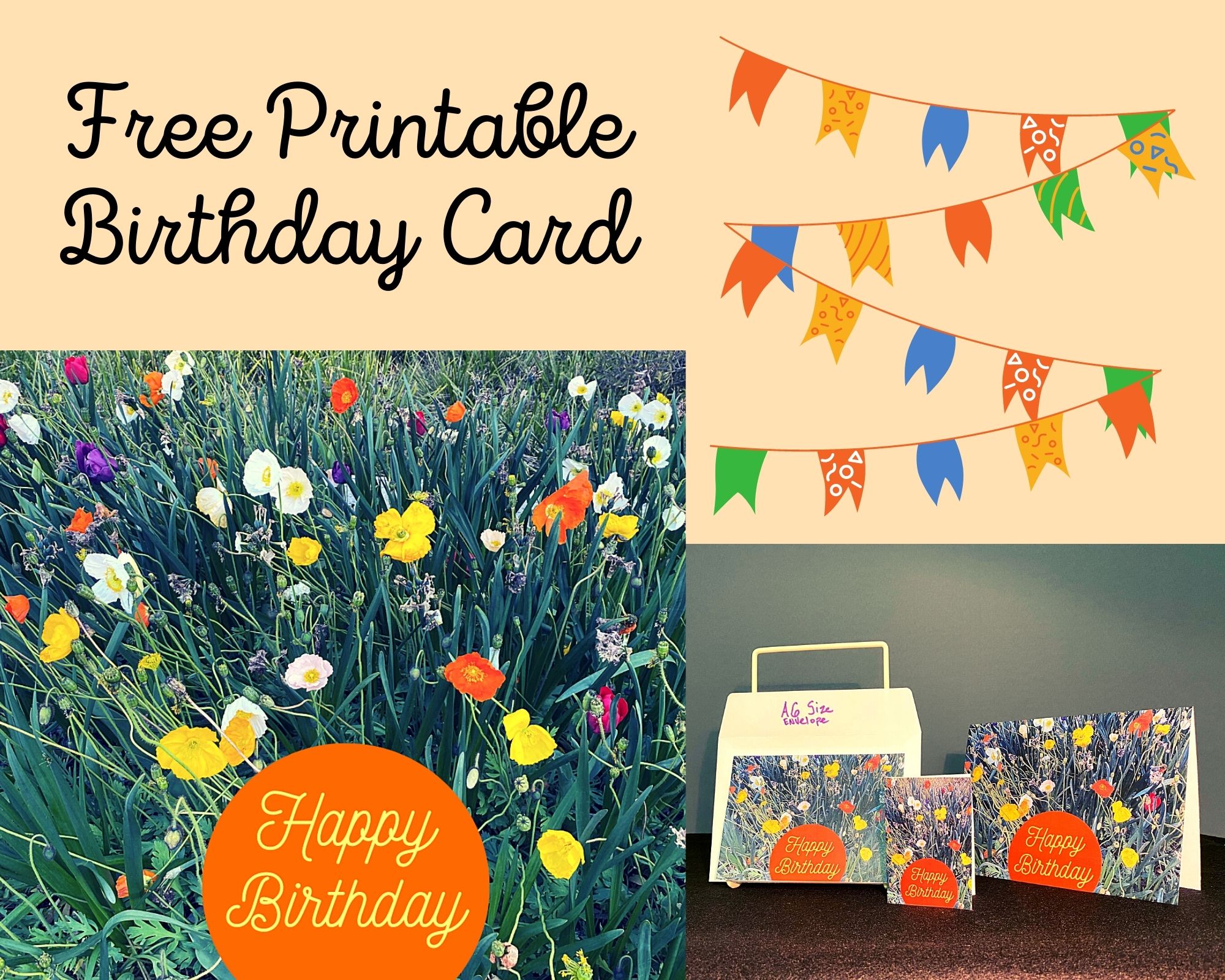 Happy Birthday Card – Orange Yellow Flowers