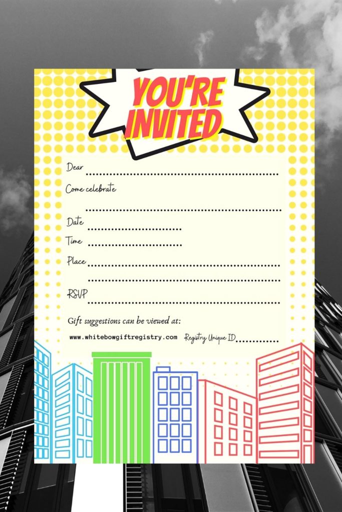 Superhero Invitation yellow background