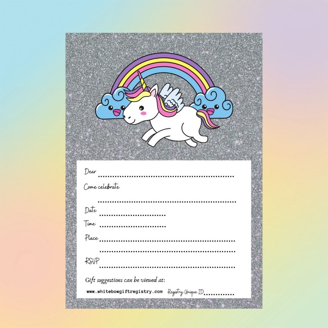 Unicorn with Rainbow Invitation Template